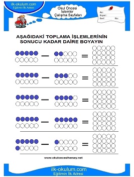 Çocuklar İçin toplam işlemi yaprak testleri 